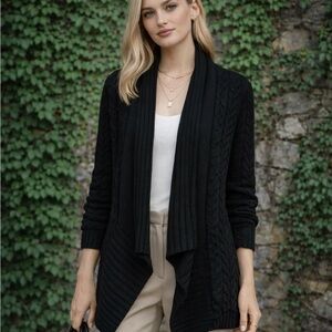 MAGASCHONI Black Cable Knit Open Cardigan, L